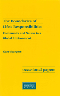 The Boundaries of Life’s Responsibilities- Community and Nation in a Global Environment