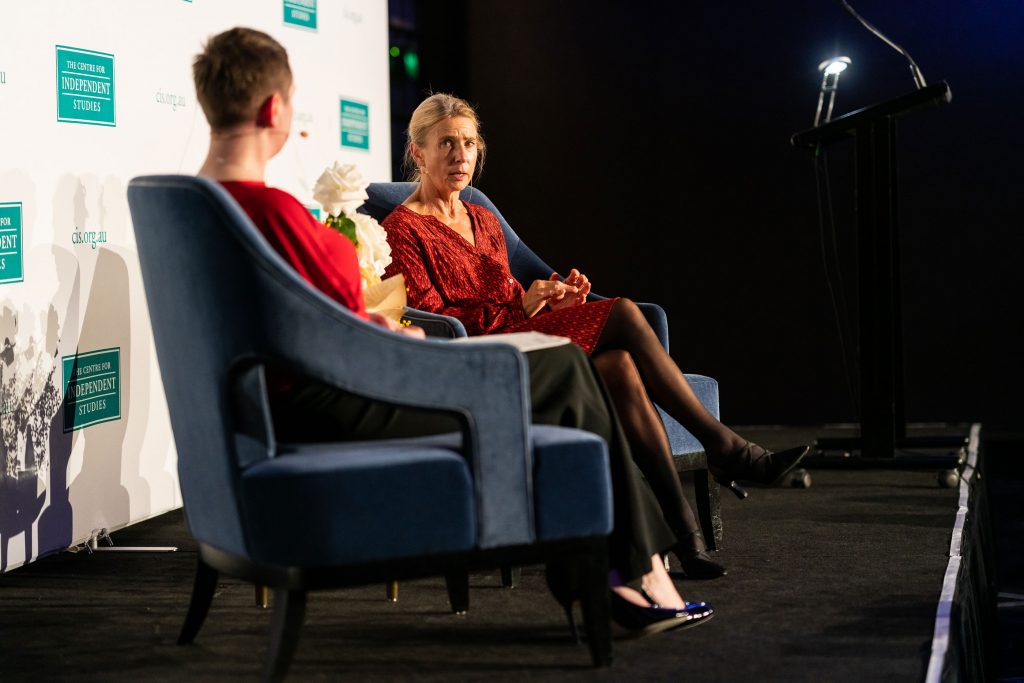 Monica Wilkie and Lionel Shriver at the John Bonython Lecture 2019