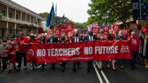 Teachers marching